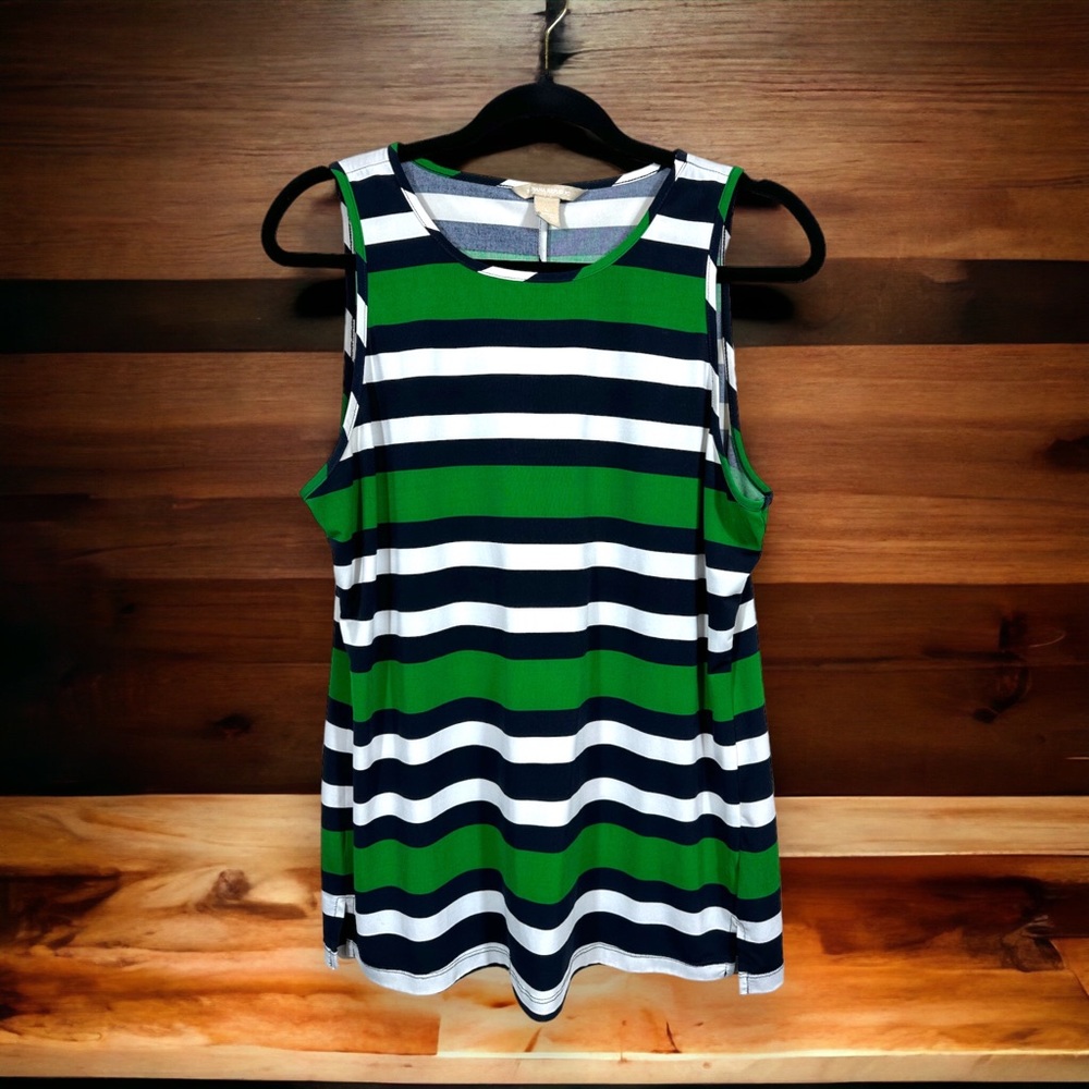 Banana Republic Green and Blue Striped Tank Top